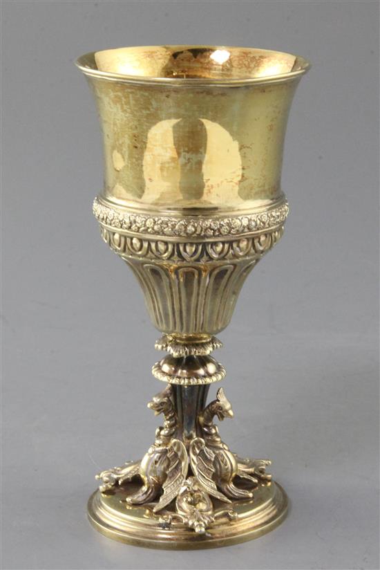 A Victorian silver gilt chalice, by Colen Hewer Cheshire, 7oz.